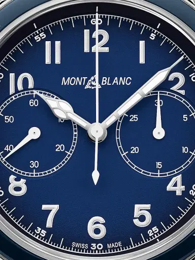Montblanc Men's 1858 Stainless Steel & Leather Strap Chronograph Watch - Blue | Thumbnail 3 Montblanc Men's 1858 Stainless Steel & Leather Strap Chronograph Watch - Blue | Thumbnail 3