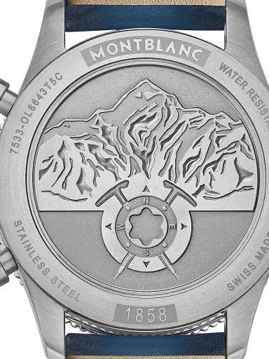 Montblanc Men's 1858 Stainless Steel & Leather Strap Chronograph Watch - Blue | Thumbnail 4 Montblanc Men's 1858 Stainless Steel & Leather Strap Chronograph Watch - Blue | Thumbnail 4