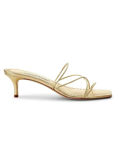 Manolo Blahnik Women's Ninfemu 50MM Leather Strappy Sandals - Gold - Size 7 | Thumbnail 1 Manolo Blahnik Women's Ninfemu 50MM Leather Strappy Sandals - Gold - Size 7 | Thumbnail 1