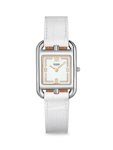 HERMÈS Women's Cape Cod Stainless Steel, 0.04 TCW Diamond & Alligator Strap Watch/23MM - White | Thumbnail 1 HERMÈS Women's Cape Cod Stainless Steel, 0.04 TCW Diamond & Alligator Strap Watch/23MM - White | Thumbnail 1