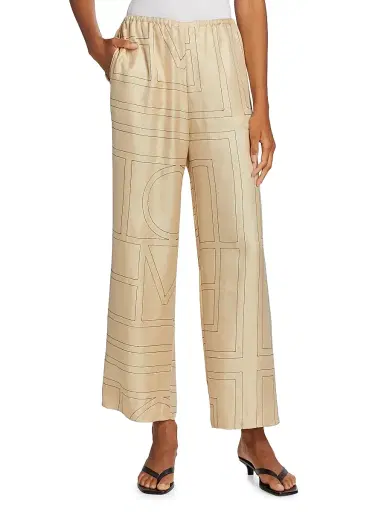 Toteme Women's Monogram Stitch Silk Pants - Monogram | Thumbnail 3 Toteme Women's Monogram Stitch Silk Pants - Monogram | Thumbnail 3