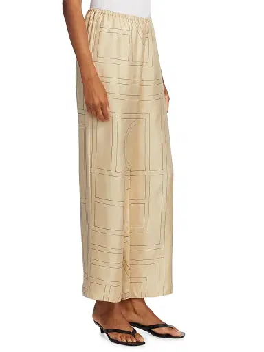 Toteme Women's Monogram Stitch Silk Pants - Monogram | Thumbnail 4 Toteme Women's Monogram Stitch Silk Pants - Monogram | Thumbnail 4