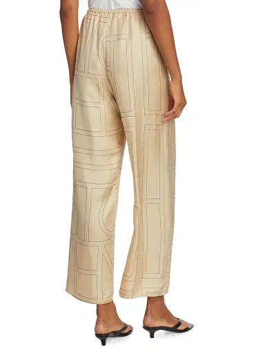 Toteme Women's Monogram Stitch Silk Pants - Monogram | Thumbnail 5 Toteme Women's Monogram Stitch Silk Pants - Monogram | Thumbnail 5
