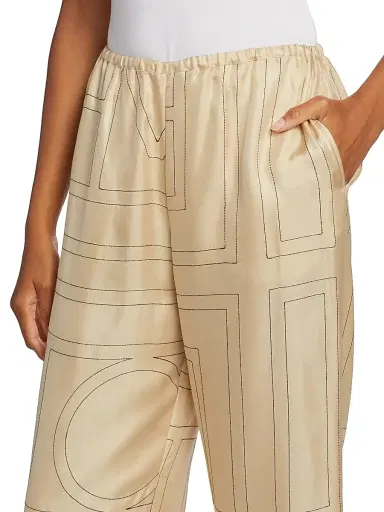 Toteme Women's Monogram Stitch Silk Pants - Monogram | Thumbnail 6 Toteme Women's Monogram Stitch Silk Pants - Monogram | Thumbnail 6