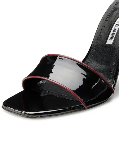 Manolo Blahnik Women's Helamu Patent Leather Open-Toe Mules - Black And Red | Thumbnail 5 Manolo Blahnik Women's Helamu Patent Leather Open-Toe Mules - Black And Red | Thumbnail 5