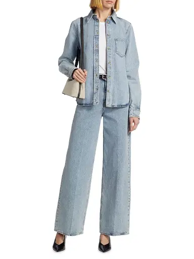 TOTEME Women's High-Rise Wide-Leg Jeans - Cool Blue - Size 29 | Thumbnail 2 TOTEME Women's High-Rise Wide-Leg Jeans - Cool Blue - Size 29 | Thumbnail 2