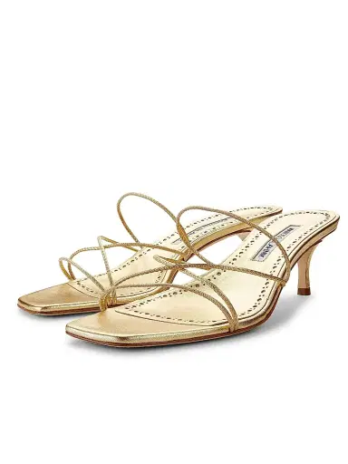 Manolo Blahnik Women's Ninfemu 50MM Leather Strappy Sandals - Gold | Thumbnail 2 Manolo Blahnik Women's Ninfemu 50MM Leather Strappy Sandals - Gold | Thumbnail 2