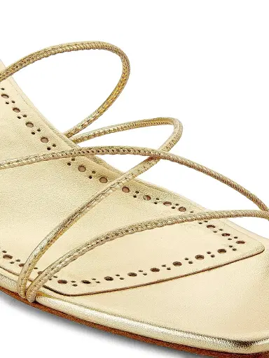 Manolo Blahnik Women's Ninfemu 50MM Leather Strappy Sandals - Gold | Thumbnail 5 Manolo Blahnik Women's Ninfemu 50MM Leather Strappy Sandals - Gold | Thumbnail 5