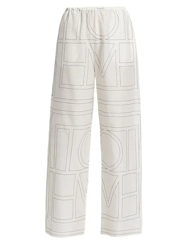 Women's Monogram Cotton-Blend Pajama Pants - White Black Women's Monogram Cotton-Blend Pajama Pants - White Black
