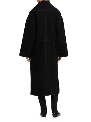 Toteme Women's Embroidered Scarf Coat - Black | Thumbnail 5 Toteme Women's Embroidered Scarf Coat - Black | Thumbnail 5