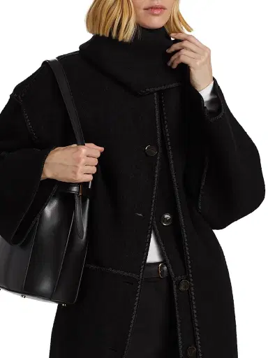 Toteme Women's Embroidered Scarf Coat - Black | Thumbnail 6 Toteme Women's Embroidered Scarf Coat - Black | Thumbnail 6