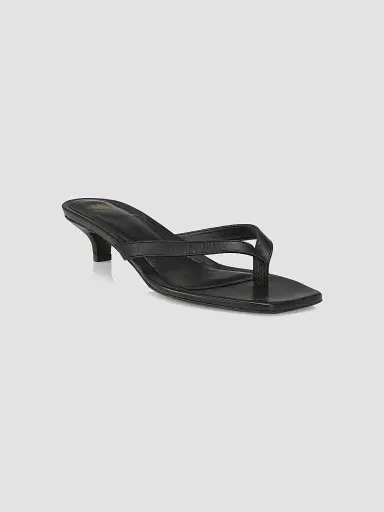 TOTEME Women's Leather Flip-Flop Kitten-Heel Sandals - Black - Size 9 | Thumbnail 2 TOTEME Women's Leather Flip-Flop Kitten-Heel Sandals - Black - Size 9 | Thumbnail 2