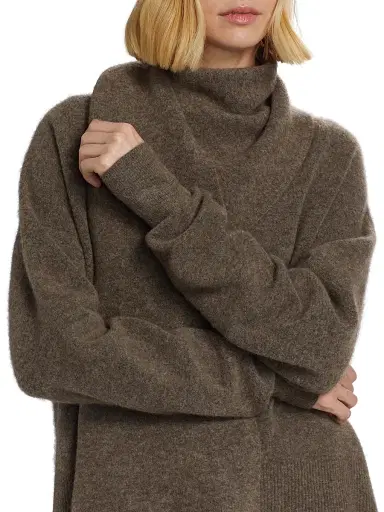 Toteme Women's Draped-Scarf Knit Sweater - Truffle | Thumbnail 6 Toteme Women's Draped-Scarf Knit Sweater - Truffle | Thumbnail 6