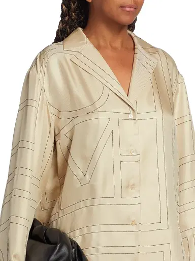 TOTEME Women's Logo Stitch Silk Top - Ivory Monogram - Size 12 | Thumbnail 6 TOTEME Women's Logo Stitch Silk Top - Ivory Monogram - Size 12 | Thumbnail 6