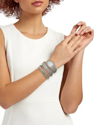 BVLGARI Women's Serpenti Tubogas Stainless Steel & Diamond Double Twist Watch - Silver | Thumbnail 2 BVLGARI Women's Serpenti Tubogas Stainless Steel & Diamond Double Twist Watch - Silver | Thumbnail 2