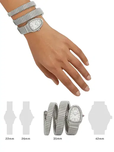 BVLGARI Women's Serpenti Tubogas Stainless Steel & Diamond Double Twist Watch - Silver | Thumbnail 3 BVLGARI Women's Serpenti Tubogas Stainless Steel & Diamond Double Twist Watch - Silver | Thumbnail 3