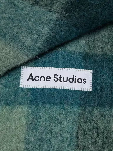 Acne Studios Men's Main Vally Checkered Fringe Scarf | Thumbnail 2 Acne Studios Men's Main Vally Checkered Fringe Scarf | Thumbnail 2