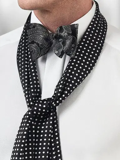 Eton Men's Polka Dot Silk Scarf - Black | Thumbnail 3 Eton Men's Polka Dot Silk Scarf - Black | Thumbnail 3