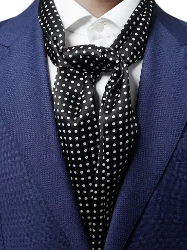 Eton Men's Polka Dot Silk Scarf - Black | Thumbnail 4 Eton Men's Polka Dot Silk Scarf - Black | Thumbnail 4