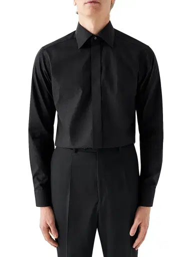 Eton Men's Slim-Fit Pin-Dot Piqué Shirt - Black | Thumbnail 3 Eton Men's Slim-Fit Pin-Dot Piqué Shirt - Black | Thumbnail 3