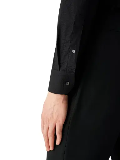 Eton Men's Slim-Fit Pin-Dot Piqué Shirt - Black | Thumbnail 6 Eton Men's Slim-Fit Pin-Dot Piqué Shirt - Black | Thumbnail 6