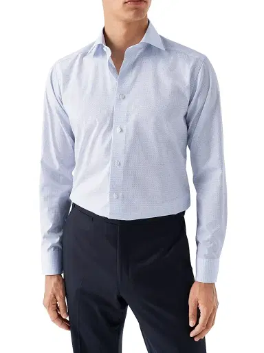 Eton Men's Slim-Fit Micro Floral-Print Dress Shirt - Blue - Size 17.5 | Thumbnail 3 Eton Men's Slim-Fit Micro Floral-Print Dress Shirt - Blue - Size 17.5 | Thumbnail 3