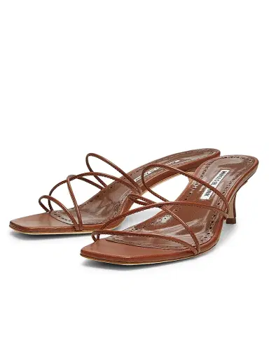 Manolo Blahnik Women's Ninfemu 50MM Leather Strappy Sandals - Brown - Size 11 | Thumbnail 2 Manolo Blahnik Women's Ninfemu 50MM Leather Strappy Sandals - Brown - Size 11 | Thumbnail 2