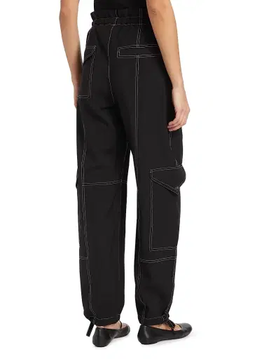 Ganni Women's Wide-Leg Drawstring Cargo Pants - Black | Thumbnail 5 Ganni Women's Wide-Leg Drawstring Cargo Pants - Black | Thumbnail 5