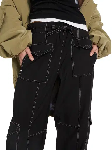 Ganni Women's Wide-Leg Drawstring Cargo Pants - Black | Thumbnail 6 Ganni Women's Wide-Leg Drawstring Cargo Pants - Black | Thumbnail 6