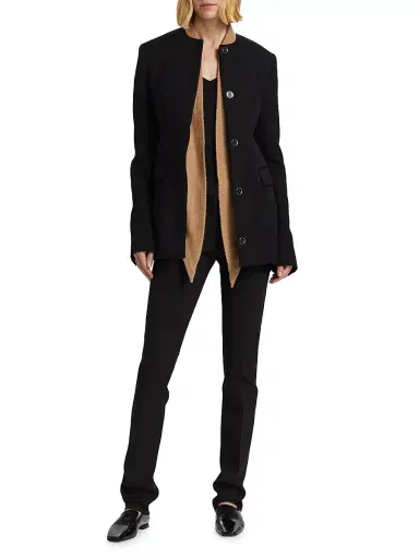TOTEME Women's Collarless Cinched Jacket - Black - Size 8 | Thumbnail 2 TOTEME Women's Collarless Cinched Jacket - Black - Size 8 | Thumbnail 2