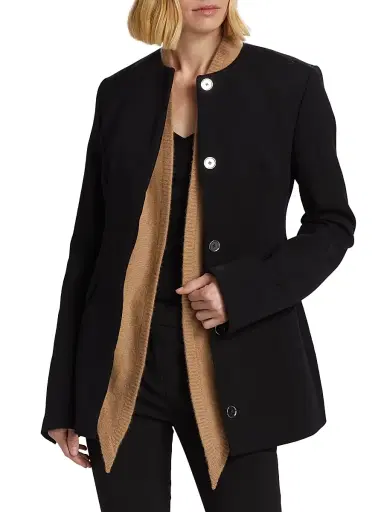 TOTEME Women's Collarless Cinched Jacket - Black - Size 8 | Thumbnail 3 TOTEME Women's Collarless Cinched Jacket - Black - Size 8 | Thumbnail 3