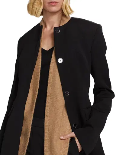 TOTEME Women's Collarless Cinched Jacket - Black - Size 8 | Thumbnail 6 TOTEME Women's Collarless Cinched Jacket - Black - Size 8 | Thumbnail 6