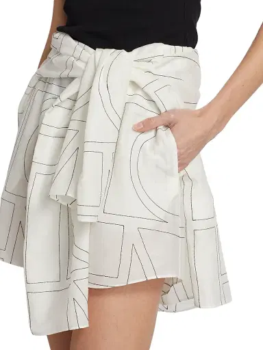 Toteme Women's Monogrammed Cotton Straight-Leg Shorts - White Black | Thumbnail 7 Toteme Women's Monogrammed Cotton Straight-Leg Shorts - White Black | Thumbnail 7
