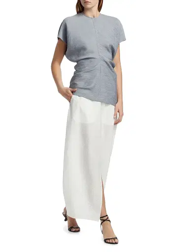 Toteme Women's Crinkled Slouch-Waist Top - Mistral | Thumbnail 2 Toteme Women's Crinkled Slouch-Waist Top - Mistral | Thumbnail 2