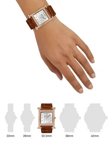HERMÈS Women's Heure H Diamond 30 MM 18K Rose Gold & Alligator Strap Watch - Rose Gold | Thumbnail 2 HERMÈS Women's Heure H Diamond 30 MM 18K Rose Gold & Alligator Strap Watch - Rose Gold | Thumbnail 2