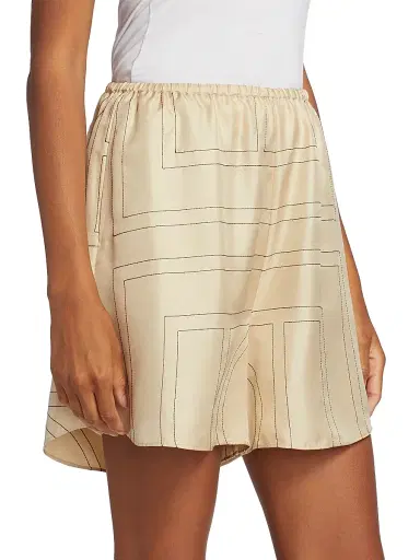 Toteme Women's Silk Stitched-Logo Shorts - Monogram | Thumbnail 4 Toteme Women's Silk Stitched-Logo Shorts - Monogram | Thumbnail 4