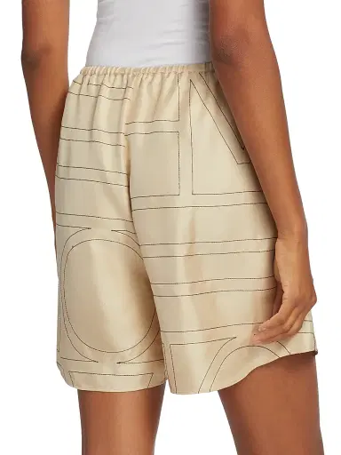 Toteme Women's Silk Stitched-Logo Shorts - Monogram | Thumbnail 5 Toteme Women's Silk Stitched-Logo Shorts - Monogram | Thumbnail 5