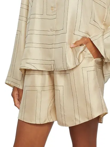 Toteme Women's Silk Stitched-Logo Shorts - Monogram | Thumbnail 6 Toteme Women's Silk Stitched-Logo Shorts - Monogram | Thumbnail 6