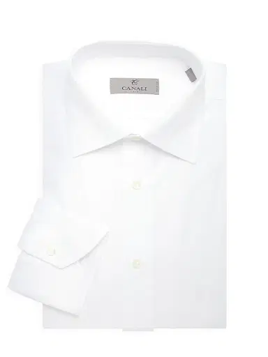Canali Men's Solid Dress Shirt - White | Thumbnail 1 Canali Men's Solid Dress Shirt - White | Thumbnail 1