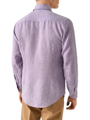 Eton Men's Contemporary-Fit Linen Shirt - Purple - Size 18 | Thumbnail 4 Eton Men's Contemporary-Fit Linen Shirt - Purple - Size 18 | Thumbnail 4