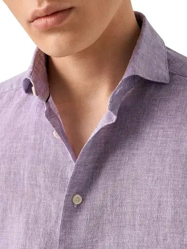 Eton Men's Contemporary-Fit Linen Shirt - Purple - Size 18 | Thumbnail 5 Eton Men's Contemporary-Fit Linen Shirt - Purple - Size 18 | Thumbnail 5