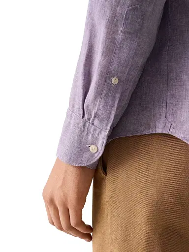 Eton Men's Contemporary-Fit Linen Shirt - Purple - Size 18 | Thumbnail 6 Eton Men's Contemporary-Fit Linen Shirt - Purple - Size 18 | Thumbnail 6