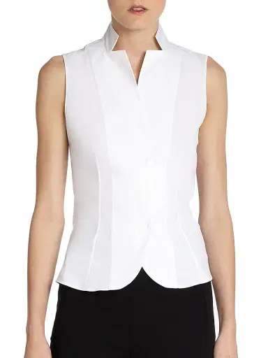 Akris Women's Stretch-Cotton Revers Collar Blouse | Thumbnail 3 Akris Women's Stretch-Cotton Revers Collar Blouse | Thumbnail 3