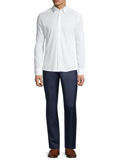Eton Men's Soft Casual Slim-Fit Pique Cotton Sport Shirt - White | Thumbnail 2 Eton Men's Soft Casual Slim-Fit Pique Cotton Sport Shirt - White | Thumbnail 2