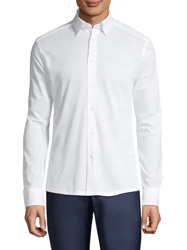 Eton Men's Soft Casual Slim-Fit Pique Cotton Sport Shirt - White | Thumbnail 3 Eton Men's Soft Casual Slim-Fit Pique Cotton Sport Shirt - White | Thumbnail 3