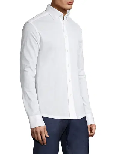 Eton Men's Soft Casual Slim-Fit Pique Cotton Sport Shirt - White | Thumbnail 4 Eton Men's Soft Casual Slim-Fit Pique Cotton Sport Shirt - White | Thumbnail 4