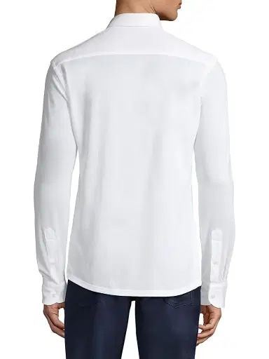 Eton Men's Soft Casual Slim-Fit Pique Cotton Sport Shirt - White | Thumbnail 5 Eton Men's Soft Casual Slim-Fit Pique Cotton Sport Shirt - White | Thumbnail 5
