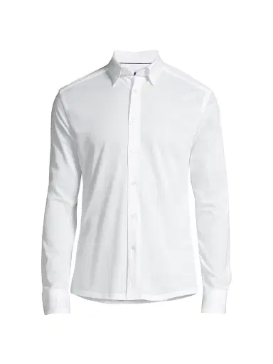 Eton Men's Soft Casual Slim-Fit Pique Cotton Sport Shirt - White | Thumbnail 1 Eton Men's Soft Casual Slim-Fit Pique Cotton Sport Shirt - White | Thumbnail 1