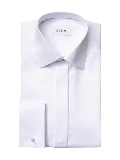 Eton Men's Contemporary Fit Diamond Weave Formal Shirt - White - Size 18 | Thumbnail 1 Eton Men's Contemporary Fit Diamond Weave Formal Shirt - White - Size 18 | Thumbnail 1