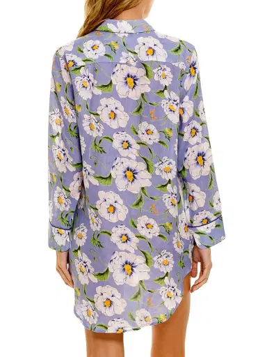 THE LAZY POET Women's Linen Floral Mini Shirtdress | Thumbnail 6 THE LAZY POET Women's Linen Floral Mini Shirtdress | Thumbnail 6